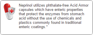 Neprinol uses Acid Armor capsules instead of enteric coatings